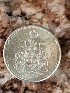 Vintage 1959 Canadian 50 Cent Silver Coin